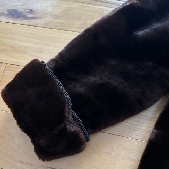 Vintage Genuine Fur Coat Long Mink Winter Soft Luxury Pockets Buttons Red Brown - Picture 8 of 13